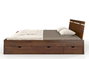 Łóżko drewniane sosnowe z szufladami Skandica SPARTA Maxi & DR / 180x200 cm, kolor biały