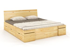 Łóżko drewniane sosnowe z szufladami Skandica SPARTA Maxi & DR / 200x200 cm, kolor orzech
