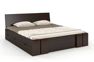Łóżko drewniane sosnowe z szufladami Skandica VESTRE Maxi & DR / 180x200 cm, kolor palisander