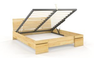 Łóżko drewniane sosnowe ze skrzynią na pościel Skandica SPARTA Maxi & ST / 120x200 cm, kolor naturalny