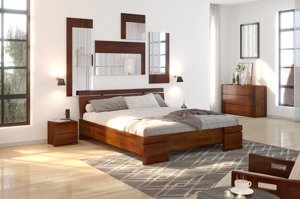 Łóżko drewniane sosnowe ze skrzynią na pościel Skandica SPARTA Maxi & ST / 160x200 cm, kolor palisander