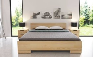 Łóżko drewniane sosnowe ze skrzynią na pościel Skandica SPECTRUM Maxi & Long ST (długość + 20 cm) / 200x220 cm, kolor palisander