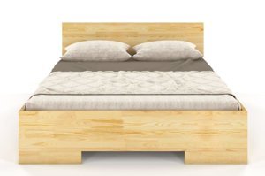 Łóżko drewniane sosnowe ze skrzynią na pościel Skandica SPECTRUM Maxi & ST / 140x200 cm, kolor orzech
