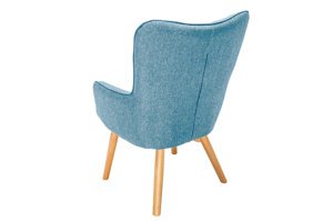 Niebieski fotel tapicerowany SCANDINAVIA w skandynawskim stylu
