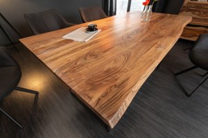 Nowoczesny drewniany stół MAMMUT na metalowych nogach / 180x90 cm, dzika akacja