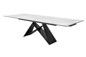 Nowoczesny rozkładany stół PROMETHEUS / blat w optyce białego marmuru 180-260 cm