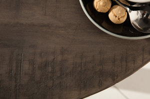 Okrągły stół do jadalni IRON CRAFT / szary blat z drewna mango, śr. 80 cm
