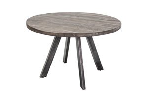Okrągły stół do jadalni IRON CRAFT / szary blat z drewna mango / średnica 120 cm
