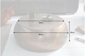 Stolik kawowy z młotkowanego aluminium OPTIK / płomieniowana miedź 80 cm
