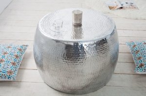 Stolik kawowy z młotkowanego aluminium OPTIK / srebrny 60 cm
