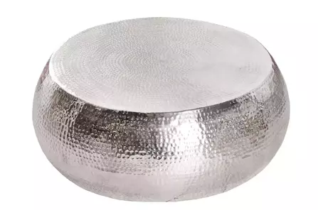 Stolik kawowy z młotkowanego aluminium OPTIK / srebrny 80 cm