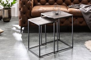 Szary, metalowy stolik kawowy ELEMENTS / zertaw dwóch stolików