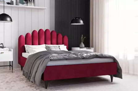 Tapicerowane łóżko MONA z zagłówkiem typu muszelka