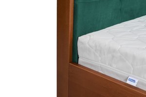 Tapicerowane łóżko drewniane bukowe Visby FRIDA z wysokim zagłówkiem / 120x200 cm, kolor naturalny, zagłówek French Velvet 658
