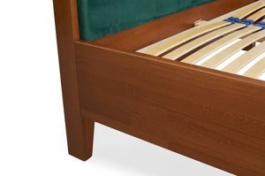 Tapicerowane łóżko drewniane bukowe Visby FRIDA z wysokim zagłówkiem / 120x200 cm, kolor palisander, zagłówek French Velvet 659