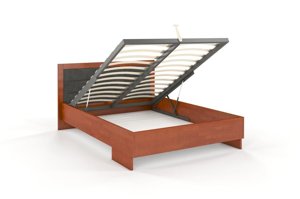 Tapicerowane łóżko drewniane - bukowe Visby KALMAR High BC (Skrzynia na pościel) / 120x200 cm, kolor biały, zagłówek Casablanca 2301