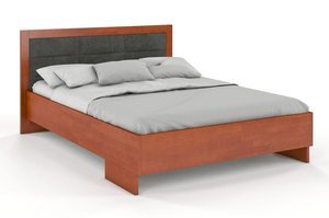 Tapicerowane łóżko drewniane - bukowe Visby KALMAR High BC (Skrzynia na pościel) / 120x200 cm, kolor biały, zagłówek Casablanca 2315