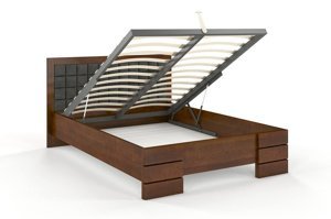 Tapicerowane łóżko drewniane - sosnowe Visby Gotland High BC (skrzynia na pościel)