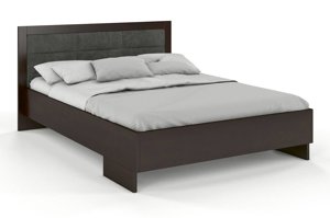 Tapicerowane łóżko drewniane - sosnowe Visby KALMAR High & Long (długość + 20 cm) / 200x220 cm, kolor orzech, zagłówek Casablanca 2303