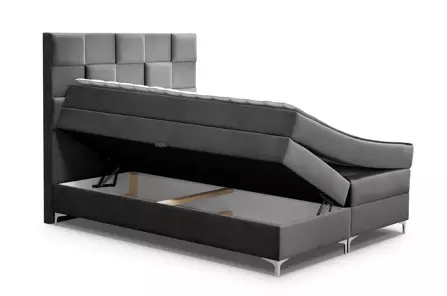 Tapicerowane łóżko kontynentalne RUUT z podwójnym materacem. Obniżka ceny!