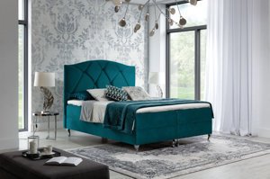 Tapicerowane łóżko kontynentalne do sypialni BRACCIANO w stylu glamour. Obniżka ceny!
