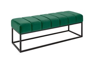 Zielona, tapicerowana ławka PETIT BEAUTE na metalowych nogach