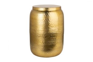 Złoty oryginalny stolik kawowy ORIENT z młotkowanego aluminium / 35x48x35 cm